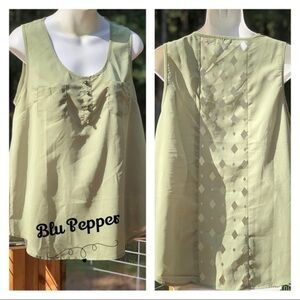 Blu Pepper Sleeveless Top Laser Cut Diamond Detail